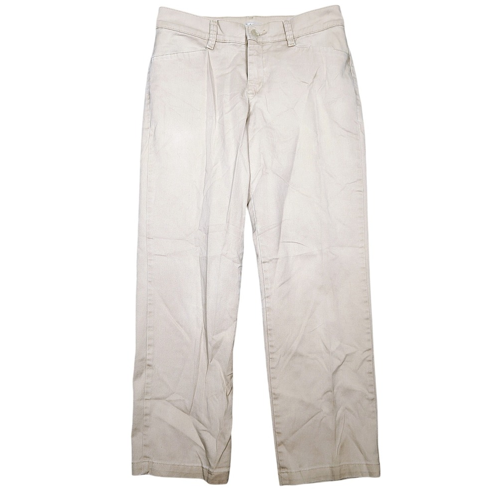 Lee Chino Pants Womens 8 Petite Khaki Relaxed Fit Straight Leg Cotton Twill